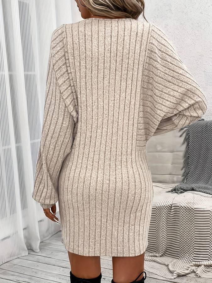 Hanna | Damen Strickkleid leger & stilvoll beige