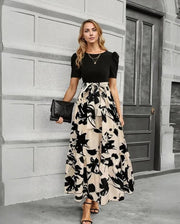 Elegantes Maxikleid Damen – A-Linie Sommerkleid mit Taillenschleife