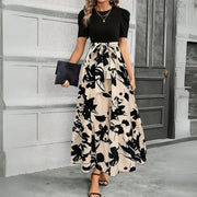 Elegantes Maxikleid Damen – A-Linie Sommerkleid mit Taillenschleife