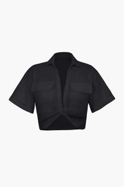 Janice | Stylisches Kurzarm Crop Shirt mit kragen