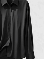 Anja | Damen Satin Knopfleiste Shorts Bluse