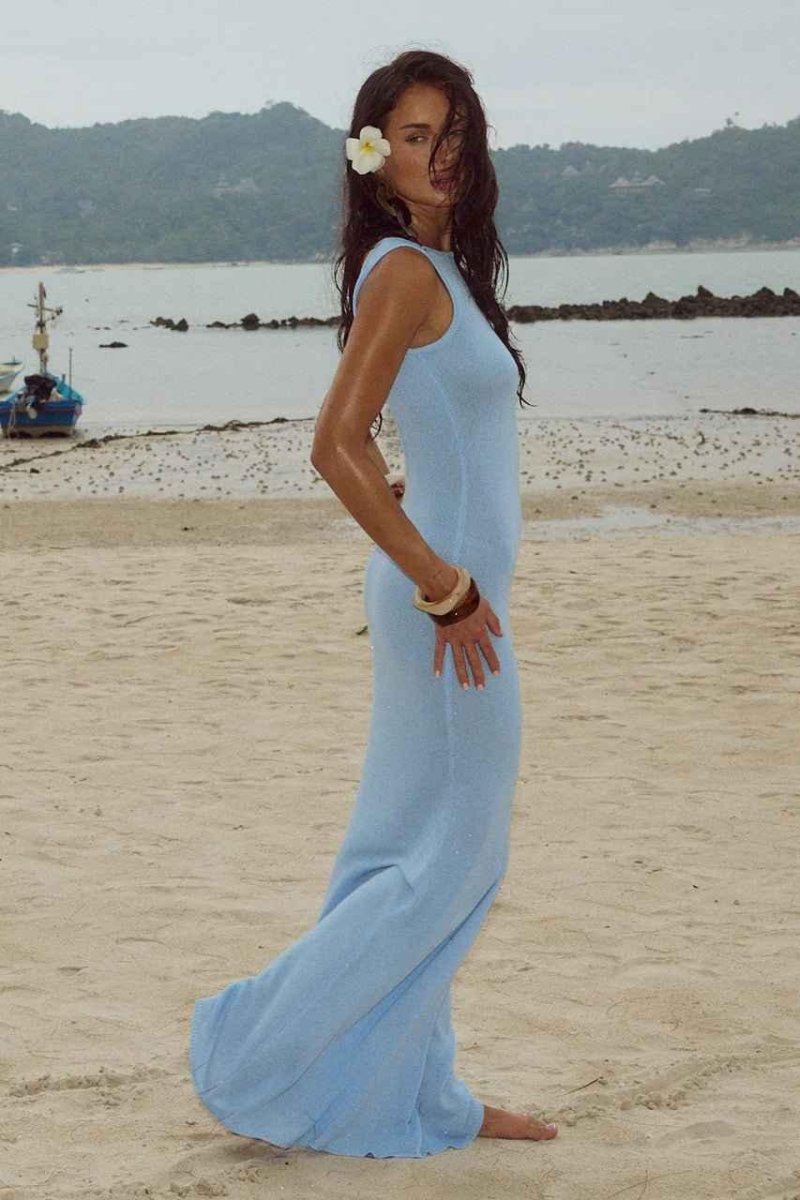 Elara – Schimmerndes Maxikleid mit figurbetonter Silhouette