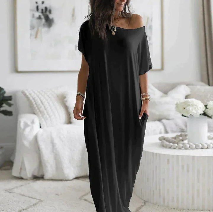 Lara - schwarz maxi-t-shirt-kleid