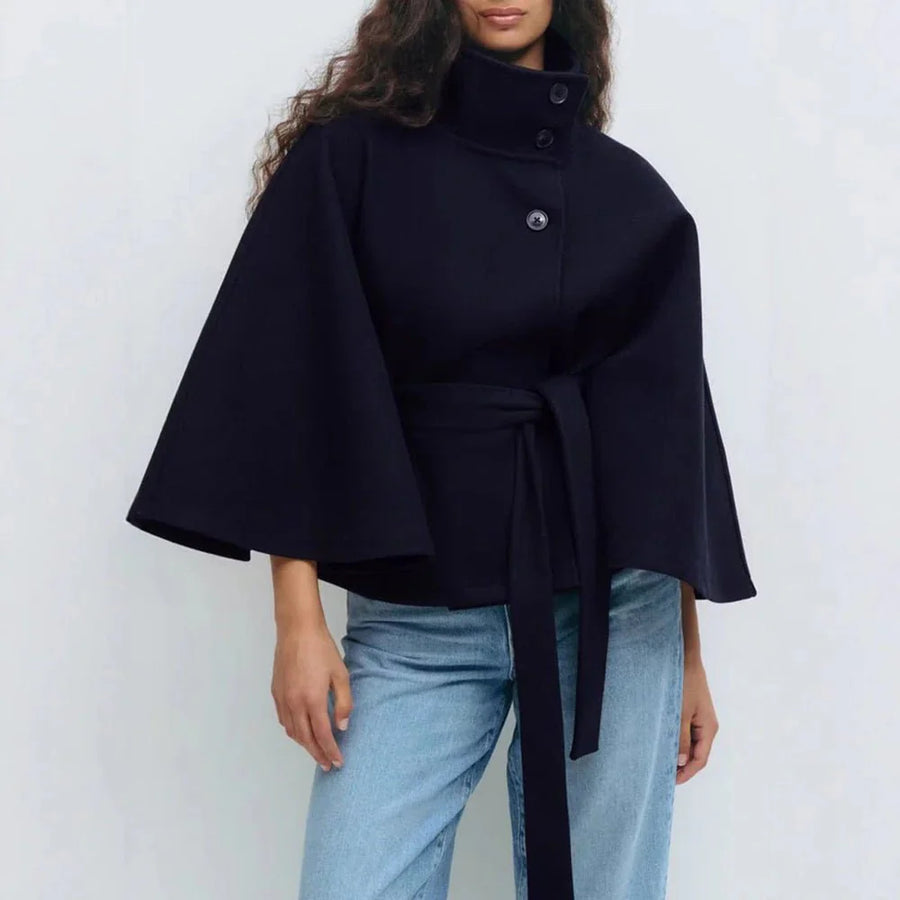 Eleganter Cape-Mantel mit Gürtel