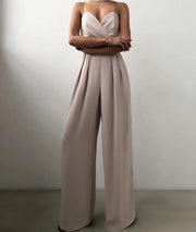 Eleganter Damen Jumpsuit mit Herzausschnitt und weitem Bein