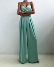 Eleganter Damen Jumpsuit mit Herzausschnitt und weitem Bein