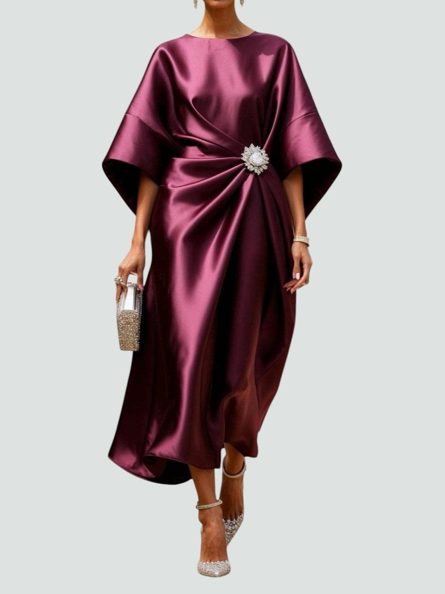 Johanna | Elegantes Abendkleid mit Brosche Langarm
