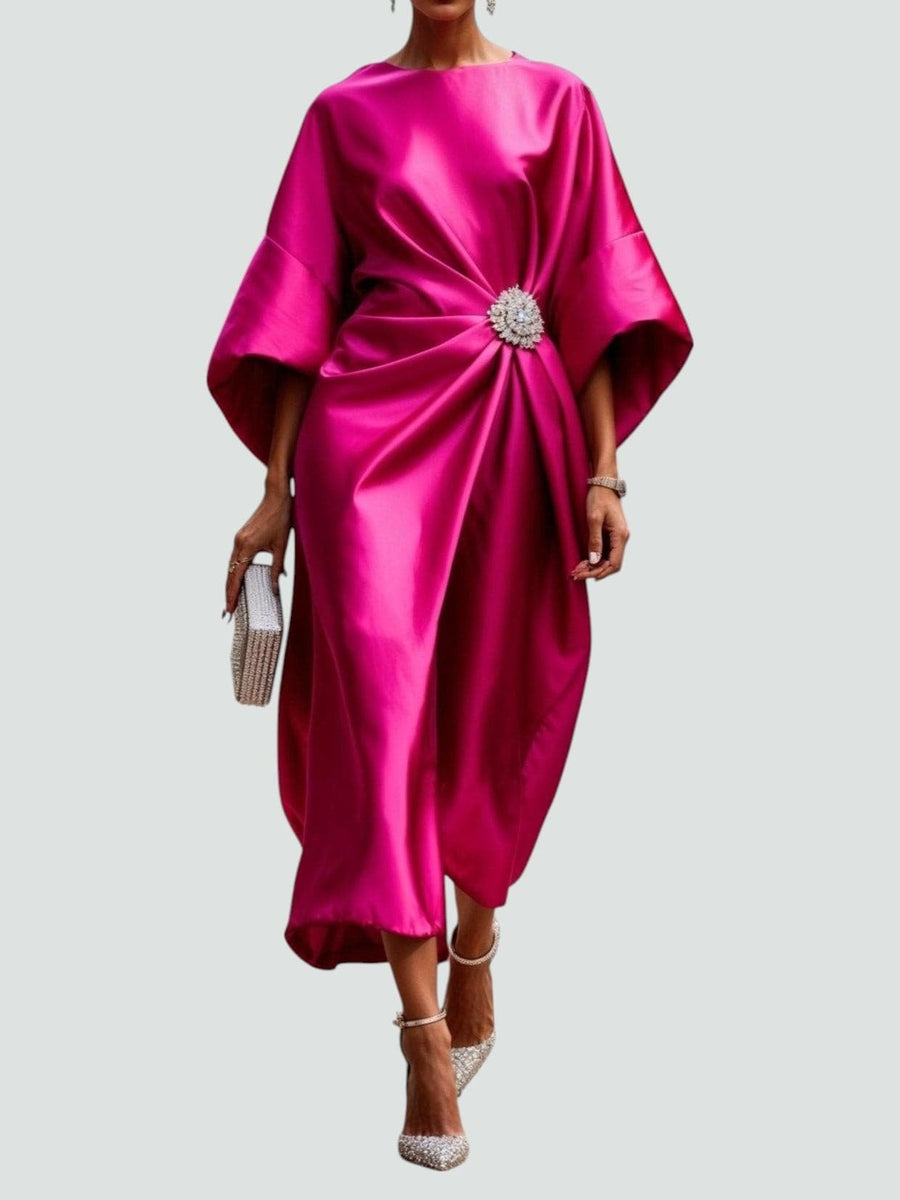 Johanna | Elegantes Abendkleid mit Brosche Langarm