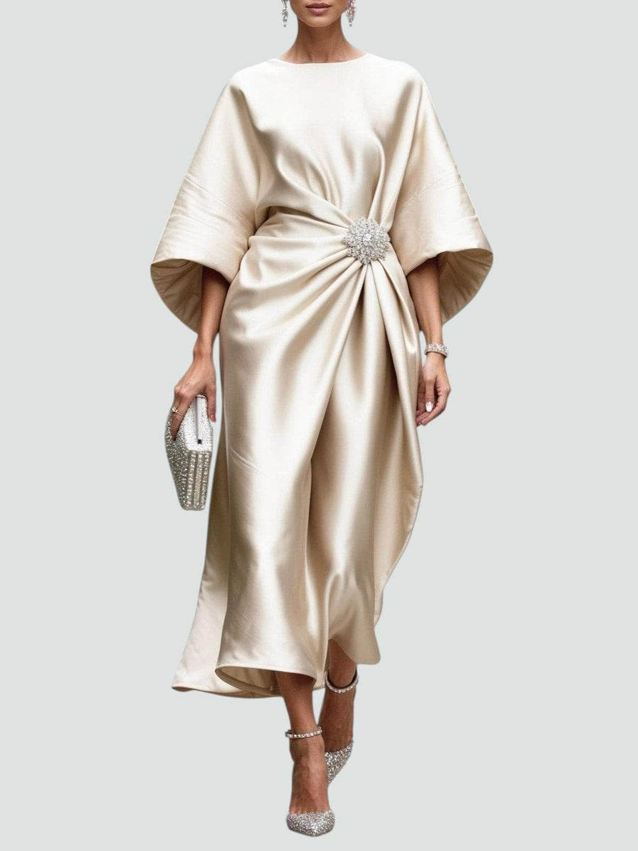 Johanna | Elegantes Abendkleid mit Brosche Langarm