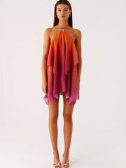 Elegantes Halterneck Cocktailkleid mit Farbverlauf