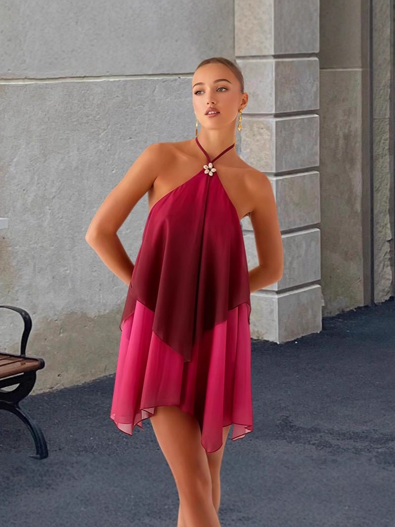 Elegantes Halterneck Cocktailkleid mit Farbverlauf