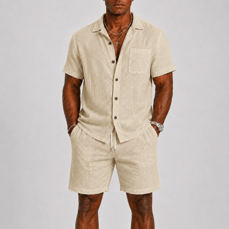 Elegantes Herren Sommer Set Mit Kurzarm Hemd