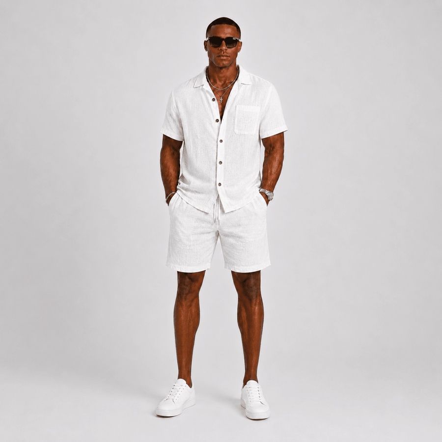 Elegantes Herren Sommer Set Mit Kurzarm Hemd