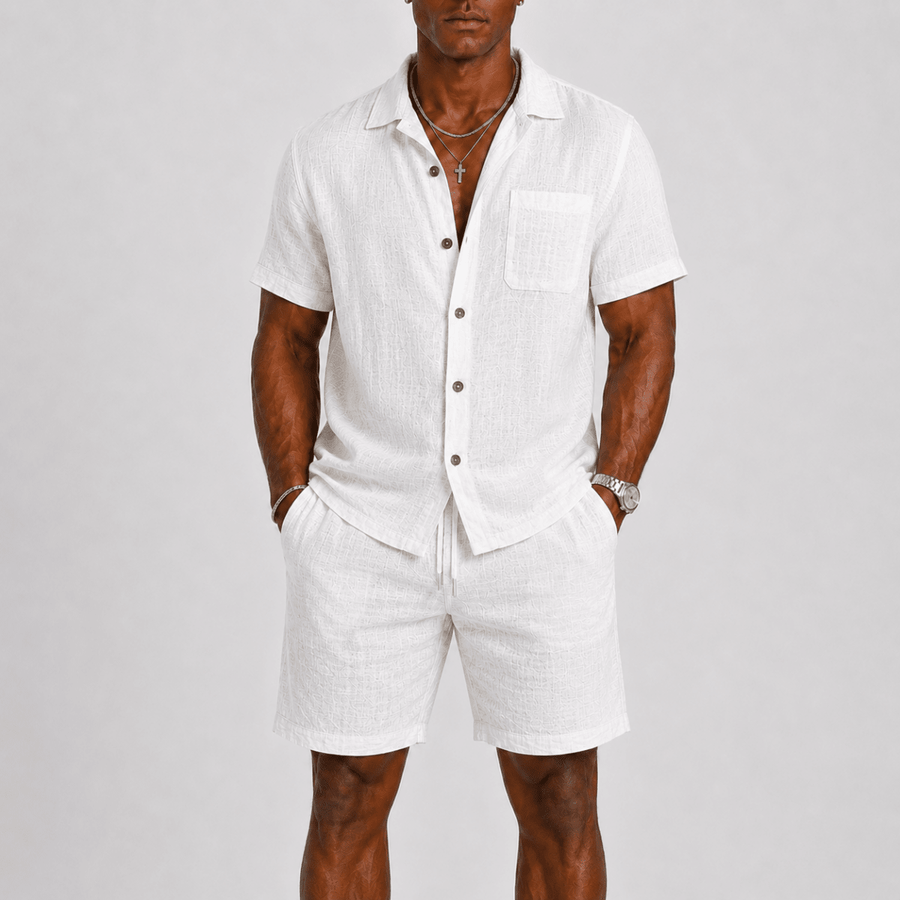 Elegantes Herren Sommer Set Mit Kurzarm Hemd