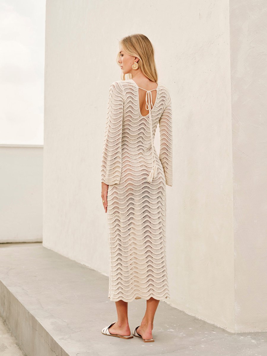 Elegantes Sommer Maxi Kleid In Häkeloptik