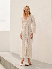 Elegantes Sommer Maxi Kleid In Häkeloptik