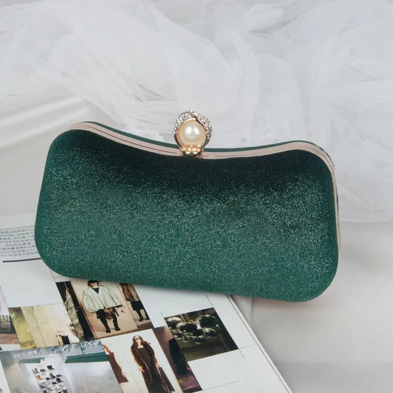 Elise | Samt-Clutch mit Perlenverschluss & Gold-Details – Elegante Abendtasche für Damen