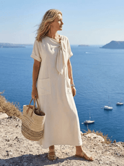 Elwyn | Damen Maxikleid Rundhals & Taschen – Lässiges Sommerkleid Alltag 2026