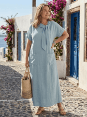Elwyn | Damen Maxikleid Rundhals & Taschen – Lässiges Sommerkleid Alltag 2026