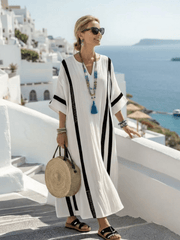 Elvira | Damen Farbblock Maxikleid Kurzarm – Colorblock Sommerkleid für Urlaub 2026