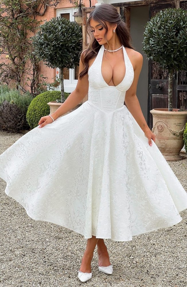 Esmeralda | Damen Elegantes Midikleid – Feminines Kleid Hochzeit & Party 2026