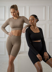 Sienna | Nahtloses Crop Longsleeve in Espresso