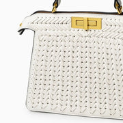 Estelle | Elegante geflochtene Handtasche mit Drehverschluss & goldenen Details