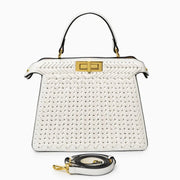 Estelle | Elegante geflochtene Handtasche mit Drehverschluss & goldenen Details