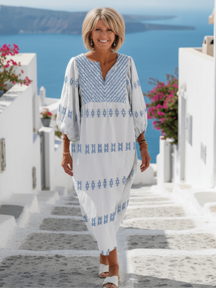 Eva | Damen Besticktes Maxikleid Langen Ärmeln – Boho Kleid Hochzeit & Abend 2026