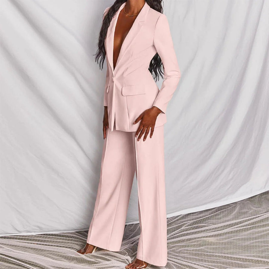 Evelyn – Taillierter Blazer & Weit geschnittene Hose Anzug-Set