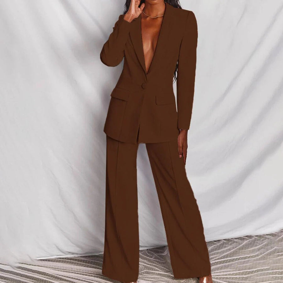 Evelyn – Taillierter Blazer & Weit geschnittene Hose Anzug-Set