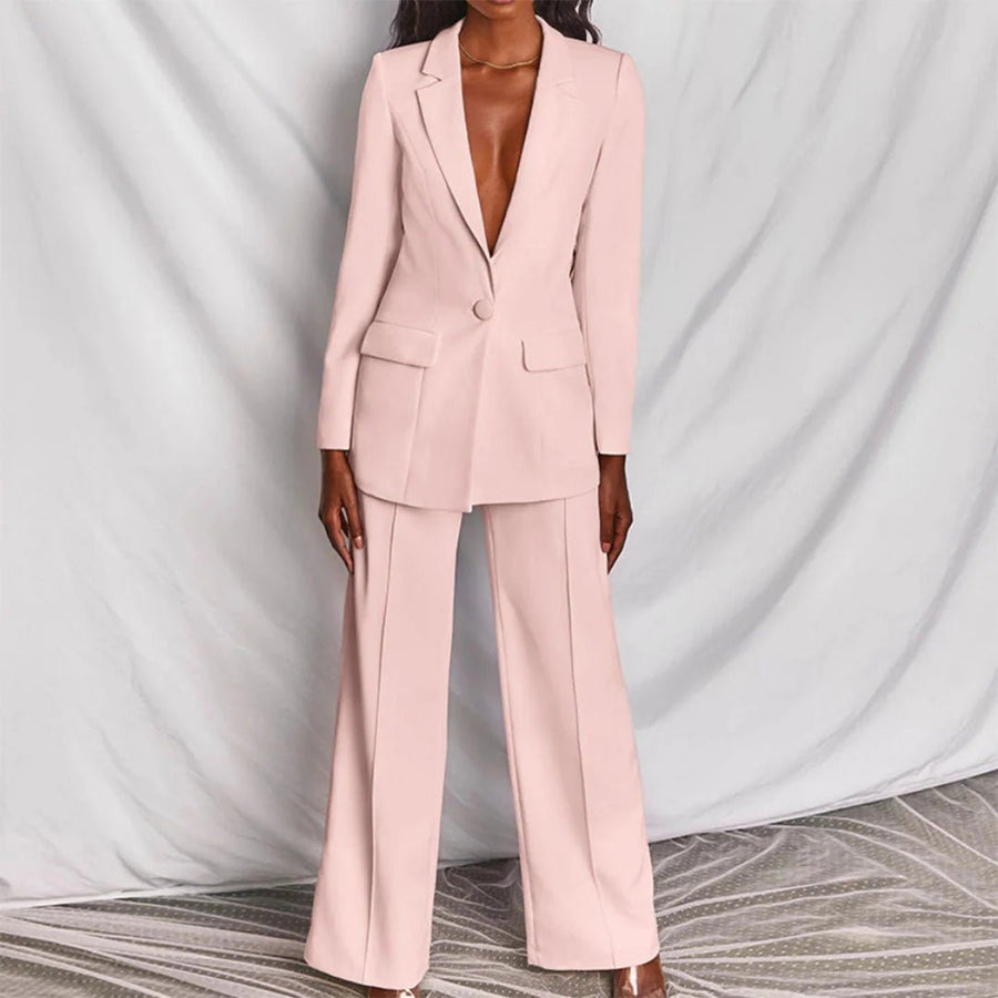 Evelyn – Taillierter Blazer & Weit geschnittene Hose Anzug-Set