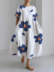 CATERINA | Langes Sommerkleid mit Lebendigen Blumen und Weicher Bequemlichkeit für Sonnige Tage