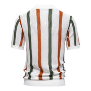 Herren-Poloshirt aus Rippenstrick mit vertikalen Streifen - Álvaro