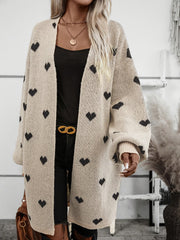 Damen Cardigan mit Herzmuster | Langarm