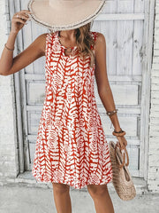 Heidi-Mode | Sommerkleid mit Print Ohne Ärmel, V-Ausschnitt, A-Linie, Leicht und Elegant