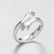 Silberner verstellbarer Ring „Umarmung“