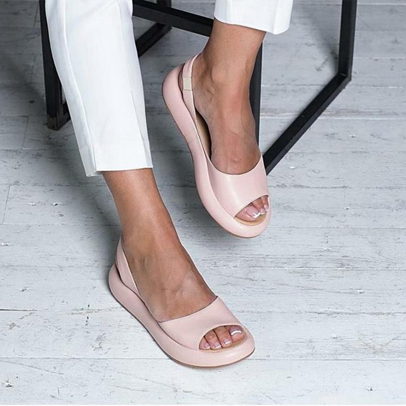 Damen-Keilabsatzsandalen mit offener Zehenpartie und Slingback-Riemen