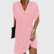 Nicole | Damen V-Ausschnitt Lockeres Mini Kleid