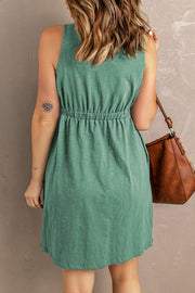 Ärmelloses Mini‑Kleid – Modal, Hohe Taille & Drapiertes Detail