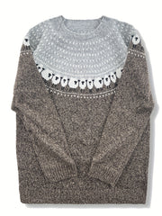Katie | Charmanter Damen Grobstrickpullover Mit Schaf-Jacquardmuster