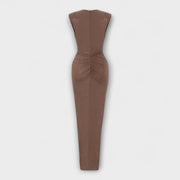 "Thea - Maxikleid mit tiefem V-Ausschnitt" could be rewritten as "Thea - Elegantes Maxikleid mit verführerischem V-Ausschnitt".