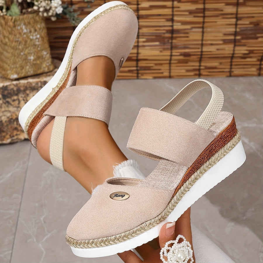 Heidi-Mode | Damen Sandalen Auf Plattform: Rutschfest, Geschlossene Zehe, Elastischer Riemen