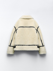 Damen Winter Teddyjacke Mit Langen Ärmeln | Weiß