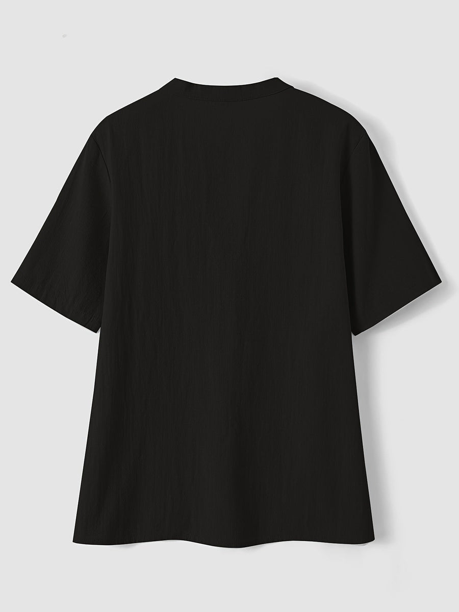Sharron – Elegante Blusa V-Ausschnitt Mit Knopf