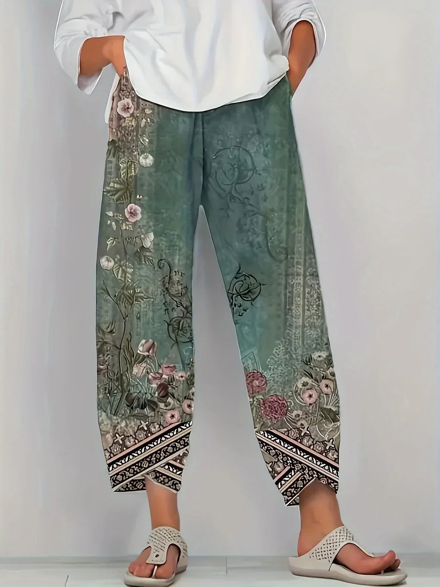 Kayden – Vintage Capri Hose Mit Blumenmuster