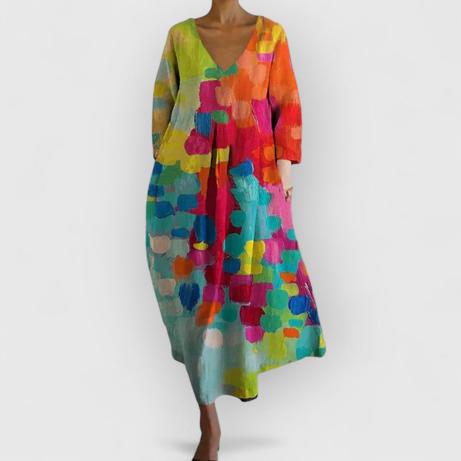 Anastasia - Vibrant V-Neck Dress