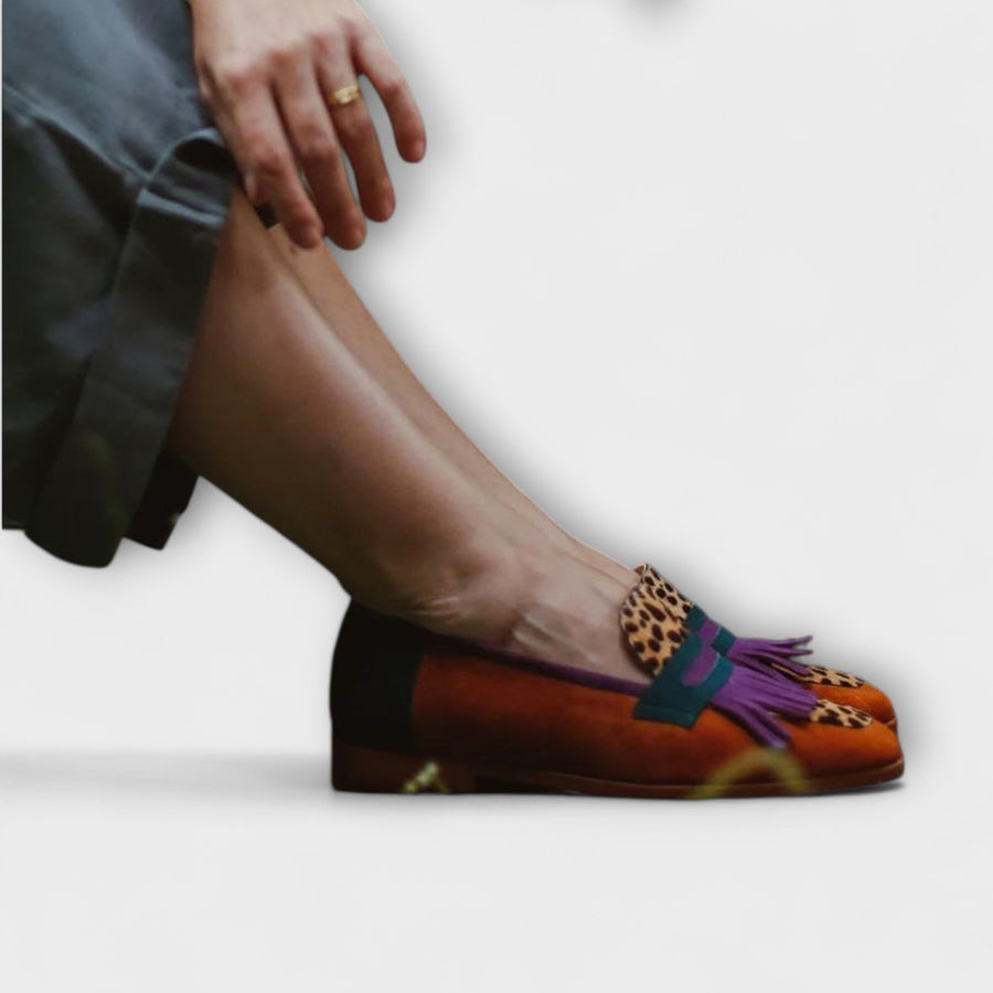 Iora™ - Brauner Mokassin mit Leopardenmuster