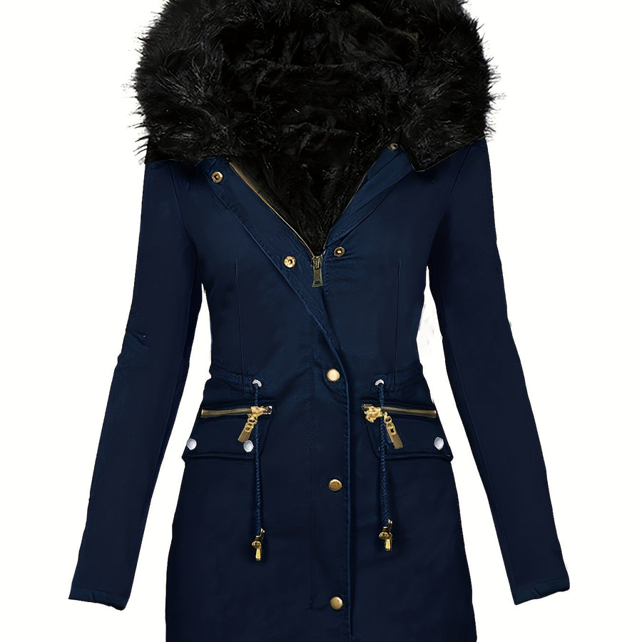 Lässige Parka Winterjacke Für Damen | Reißverschlusstaschen