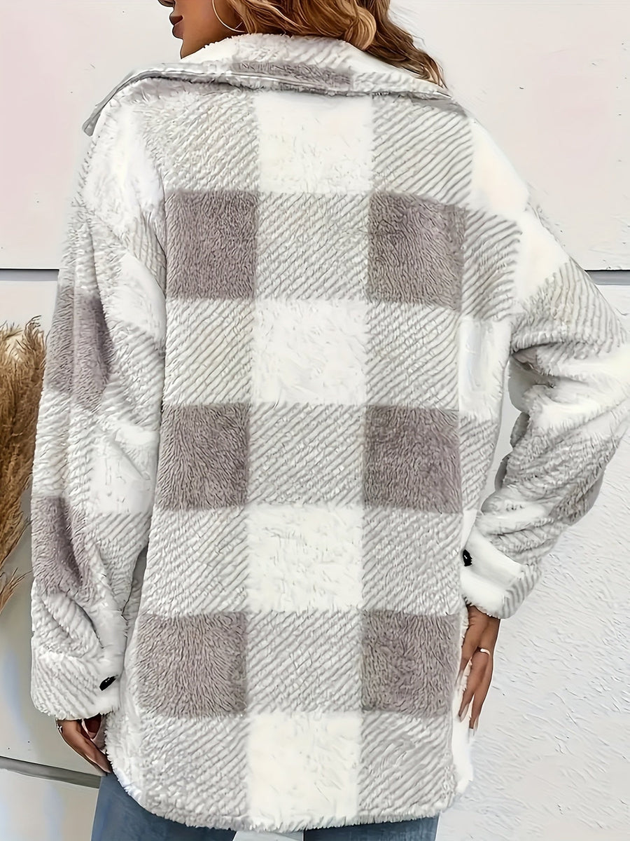 Klassische Karojacke Mit Knopfleiste Für Damen | Herbst